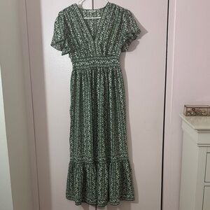 Max Studio- Green Floral Maxi Dress